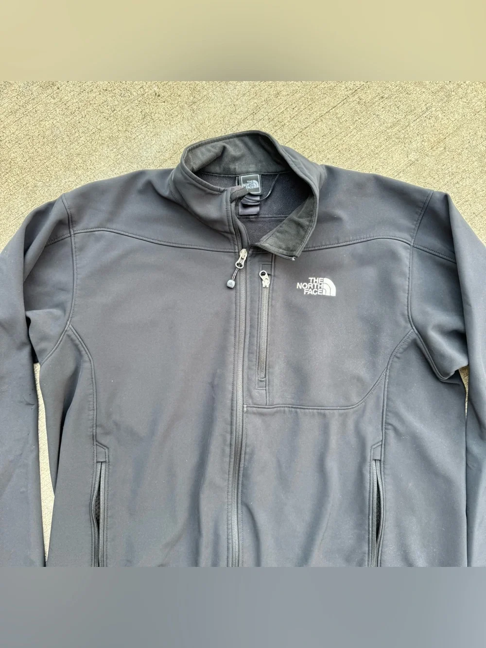 The North Face Men's Softshell Jacket Size XL Black Full Zip Windproof Fleece-Li